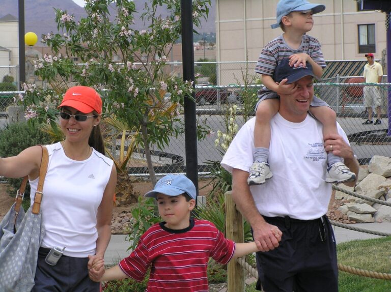 a young family of four enjoying outdoor activities at Bob-O's