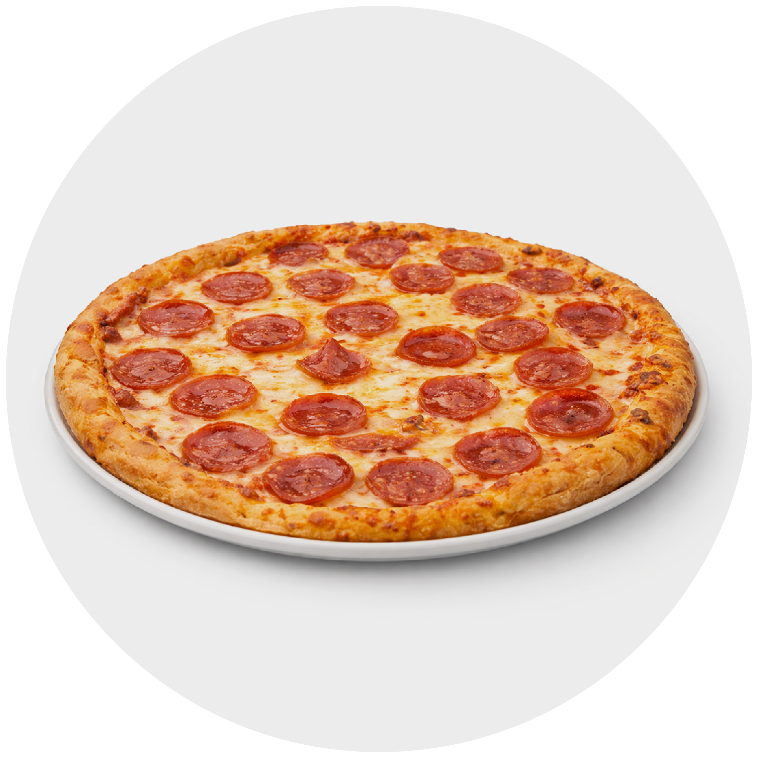 Pepperoni pizza on a white plate